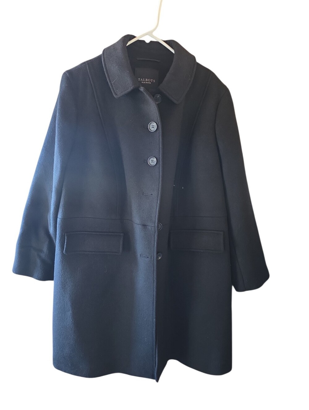 Talbots Black Wool Blend Pea Coat with Button Front